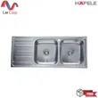 (Hafele) 2-Bowl 1-Drainboard Topmount Kitchen Sink, Hercules Series, Right Bowl Left Drainboard (495.39.305) image 1