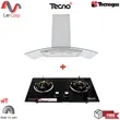 (Tecno) TECNO STAR HD 3490K-AC 90 cm Range Hood + 2-Burner Built-in Gas Stove HB 207141 B Free 1.5 m Duct Hose image 1