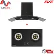 (EVE) Wall-Mounted Canopy Range Hood HC-DIESEL-90 PLUS + 2-Burner Built-In Gas Hob with Safety Glass Base SMART III image 1