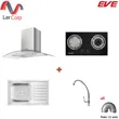 (EVE) Range Hood HC-ARC-90 PLUS + Gas Cooktop SMART I + Sink TEO 750/450 + OTHELLO Faucet Free Duct Pipe image 1