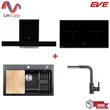 (Eve) Induction Cooktop HB73-2CROSS/TC + Range Hood HC-LOFTBOX-90 + Sink ANDES 760/480 BLACK + Faucet LEXI BLACK image 1