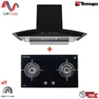 (Tecno) Wall-Mounted Canopy Range Hood 90 cm TNS HD 90 MA/B + 2-Burner Gas Stove TNP HB FLORA 2 GBT with Free 1.5 m Duct image 1
