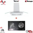 (Tecno) Wall-Mounted Range Hood 90 cm TNS HD 3590 GB + 2-Burner Gas Stove Built-in Tempered Glass Base tns hb 207140 gb Free 1.5 m Air Duct image 1