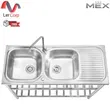 (Mex) 双槽带沥水板不锈钢水槽 AISI 201 型号 PSR120 图片 1