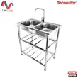 (Tecno) Stainless Steel Pedestal Sink 2 Bowls TECNOSTAR STT 80 2B Silver image 1