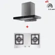 Wall-Mounted Range Hood Model HC-OLYMPUS-90 + Built-in Gas Hob Model HB76-2TRDFDMSI Free 1.5m Duct Pipe image 1