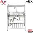 (Mex) Standing Sink 2 Basin MESTER PSU932 Silver image 1