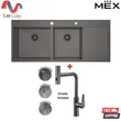 (Mex) Double Bowl Single Drainboard Sink 120 x 51 cm Stainless Steel AISI 304 (Grey Metal) Model SQ1202LGM-MF image 1