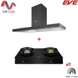 (EVE) Wall-Mounted Range Hood HC-SHADOW-90 PLUS + 2-Burner Gas Cooktop with Infrared Burner Head HP75-1Q1SIR/FGB Free 1.5 m. Ducting image 1