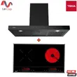 (Teka) LINEA LDH TC 90 BK 90 cm Wall-Mounted Hood + HIC 7320 D Mixed Induction and Ceramic Cooktop image 1