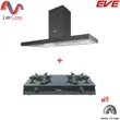 (EVE) Wall-mounted Range Hood HC-SHADOW-90 PLUS + 2-Burner Tabletop Gas Stove GS70-2RR/3DG (evercook) Free 1.5m Air Duct image 1