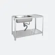 (Eve) Single Bowl Kitchen Sink with Stand and Dish Rack YORK 1200/500 Free Cold Water Tap image 1