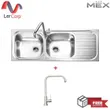 (MEX) Double Bowl Single Drainboard Sink MEX MS200B + TP230 Faucet image 1