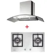 ARC-90 Range Hood + HB76-2TRDFD/MSI 2-Burner Built-in Gas Stove with Stainless Steel Base Free 1.5m Flex Duct image 1