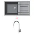 Granite Sink Model PRIME 860/500 GREY with Free AZTAC II GREY Faucet, Overflow and Drain Trap image 1