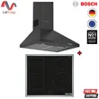 (Bosch) Wall-mounted Cooker Hood 60 cm Black Model DWP64CC60T + Induction Hob 60 cm Model PWP64RBB6E image 1