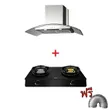 (Eve) ARC-90 Wall-Mounted Range Hood + 2-Burner Gas and Infrared Cooktop 75 cm HP75-1Q1SIR/FGB Free 1.5m Ducting image 1