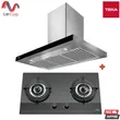(Teka) LINEA Range Hood Model LDH TC 90.1 90 cm + 2-Burner Glass Built-in Gas Hob Model GD 73.1 2G 72 cm Black image 1