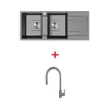 (Eve) Granite Sink Double Bowl KNOX 1160/500 GREY (Grey) + AZTAC GREY Faucet image 1