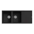 Double Bowl Single Drainboard Sink Synthetic Granite Black NES21BL image 1