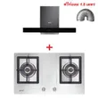 Hood HC-LOFTBOX-90 + Built-in Gas Hob HB76-2TRDFDMSI Free 1.5m Duct Extension image 1