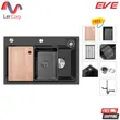 (Eve) Waterfall Kitchen Sink 1 Bowl Synthetic Granite ROMA 750/480 BLACK image 1
