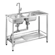(MEX) Two-Bowl One-Drainboard Kitchen Sink Model PSB1200ML with Stand and Dish Rack, Free Cold Water Tap Included image 1