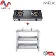 (MEX) Special Set Glass Base 2-Burner Gas Stove with Stand Model PC577I3 + SH8071-1 image 1
