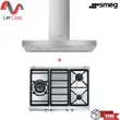 (Smeg) Wall-Mounted Cooker Hood Model KBT900XE + Gas Cooktop Model SRV573XG image 1