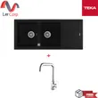 (TEKA) Synthetic Granite Sink 2 Basins 1 Drainboard Stone 80 B-TG 2B 1D AUTO + Cold Water Tap Model SKT image 1