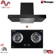 (Tecno) 90 cm Pyramid Range Hood TNS HD 90 MA/B + 2-Burner Built-in Gas Cooktop TNP HB 207846 GB with Free 1.5 m Air Duct image 1