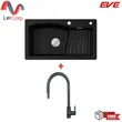 (EVE) Single Bowl Synthetic Granite Kitchen Sink Model WAVE 855495 BLACK + AZTAC II BLACK Faucet image 1