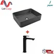 (JAQUAR) Countertop Basin JDS-BLM-25907N + Tall Spout Mixer Tap KUP-BLM-35005BPM Black Matt image 1