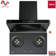 (Teka) Wall-Mounted Chimney Hood 90cm Model DHW 97460 BK + 2-Burner Gas Cooktop GTS 78 2G image 1