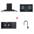 (Eve) Wall-Mounted Range Hood DIESEL-90 PLUS + Built-in Gas Cooktop FURY 2B + Granite Sink EUROSTONE + Faucet AZTAC II image 1
