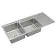 (Teka) Double Bowl with Drainboard Sink TT 120 2B 1D Free Cold Water Tap image 1