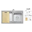 Multipurpose Sink LOTUS 850/460 Free Cold Water Tap, Dish Soap Dispenser, Wooden Cutting Board and More image 1