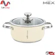 (Mex) RECETA Stainless Steel Pot with Glass Lid Cream CSS209CR image 1