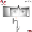 (MEX) อ่างล้างจาน 2 หลุม 1 ที่พัก MEX รุ่น SCS1202 ขนาด 40 x 40 ซม. สีสเตนเลส รูปที่ 1