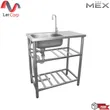 (MEX) อ่างล้างจาน 1 หลุม 1 ที่พัก PST75 สเตนเลส สตีล พร้อมขาตั้ง รูปที่ 1