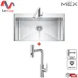 (MEX) อ่างล้างจานหลุมเดี่ยว ทรงสี่เหลี่ยมุมมน ขนาด 82 ซม. หนา 1.0 มม. รุ่น SC82 ฟรี ก๊อกน้ำ รูปที่ 1