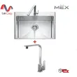 (MEX) อ่างล้างจานหลุมเดี่ยว ทรงสี่เหลี่ยมุมมน ขนาด 60 ซม. หนา 1.0 มม. รุ่น SC60 ฟรี ก๊อกน้ำ รูปที่ 1