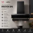 (Mex) Wall-Mounted Range Hood 90 cm, Kitchen Hood with Curved Glass, Touch Control, Removes Food Smoke and Odors, Black INNOVEN-B90 image 1