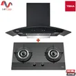 (Teka) ชุดเครื่องดูดควันติดผนัง พร้อมเตาแก๊สฝังกระจก 2 หัว รุ่น NCW 90 T30 BLACK + GD 73.1 2G 72 ซม. สีดำ รูปที่ 1