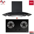 (Teka) ชุดเครื่องดูดควันติดผนัง พร้อมเตาแก๊สฝังกระจก 2 หัว รุ่น NCW 90 T30 BLACK + GL 73 2G AI AL TR GLASS รูปที่ 1