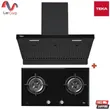 (Teka) เครื่องดูดควัน รุ่น DHA 90 TC BK สีดำ + เตาแก๊สผิวกระจกนิรภัย 2 หัวเตา GT LUX 78 2G AI AL 2TR รูปที่ 1