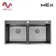 (Mex) ซิงค์ฝัง 2 หลุม สเตนเลส ติดตั้งบนเคาน์เตอร์ หลุมลึก 22 ซม. สีเทาดำ (MSS100GM) รูปที่ 1