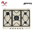 (Smeg) Built-in Gas Cooktop 5 Burners Victoria Style Enamel-Coated Steel Base Cream Color (SR975PGH) image 1