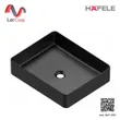 (Hafele) อ่างล้างหน้าวางบนเคาน์เตอร์ ทรงสี่เหลี่ยม สีดำด้าน พร้อมสะดืออ่างแบบกด (588.82.252) รูปที่ 1