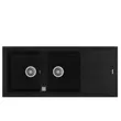 (Teka) Granite Composite Top-Mount Kitchen Sink 2 Basins 1 Drainboard Stone 80 B-TG 2B 1D AUTO Black Metallic image 2